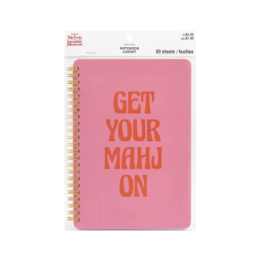 6" x 7.5" Pink Get Your Mahj On Notebook by Fab Finds